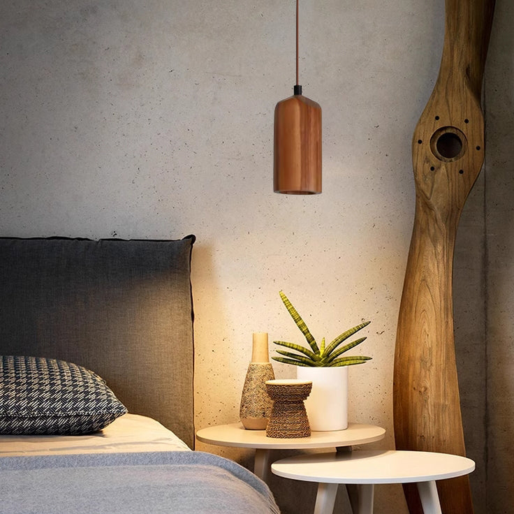 Simple Wooden Pendant Lamp Adjustable Hanging Light