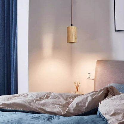 Simple Wooden Pendant Lamp Adjustable Hanging Light