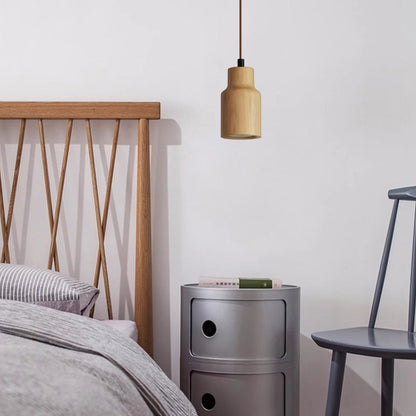 Simple Wooden Pendant Lamp Adjustable Hanging Light