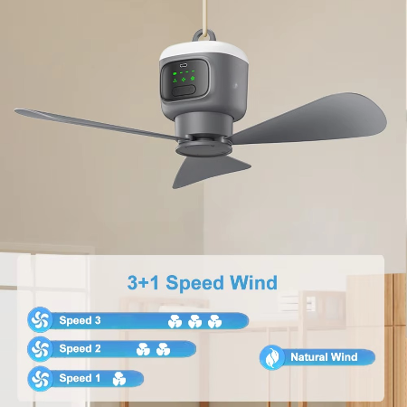 Powerful 12000mAh Portable Ceiling Fan with LED Lamp