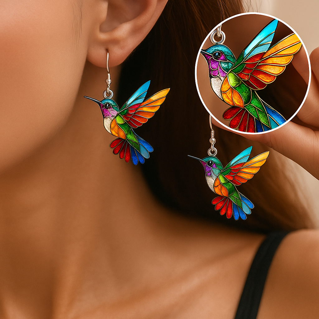 Vibrant Bird Drop Earrings - Cofik
