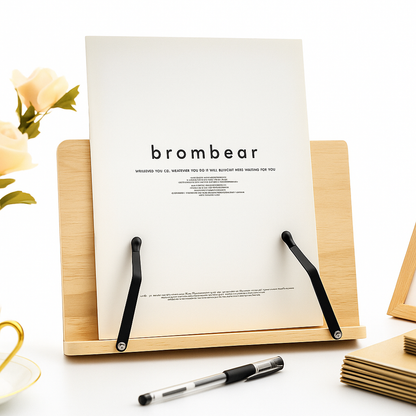 Compact Wooden Book Stand for Tablets and Cookbooks
