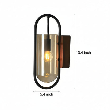 Vintage Wood LED Wall Lamp – Glass Shade