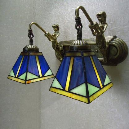 Vintage Bronze Cut Glass Wall Lamp
