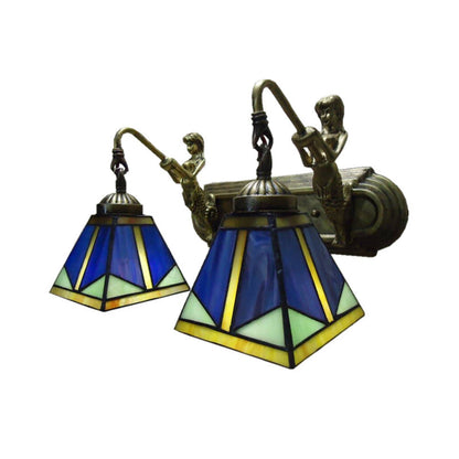 Vintage Bronze Cut Glass Wall Lamp