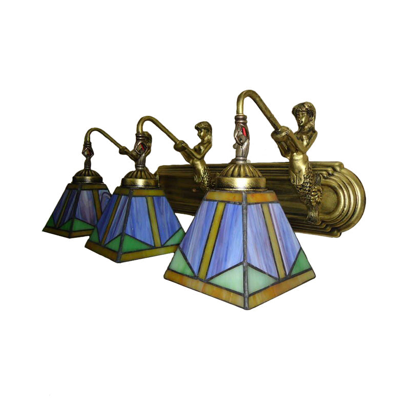 Vintage Bronze Cut Glass Wall Lamp