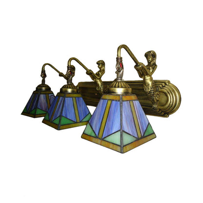 Vintage Bronze Cut Glass Wall Lamp