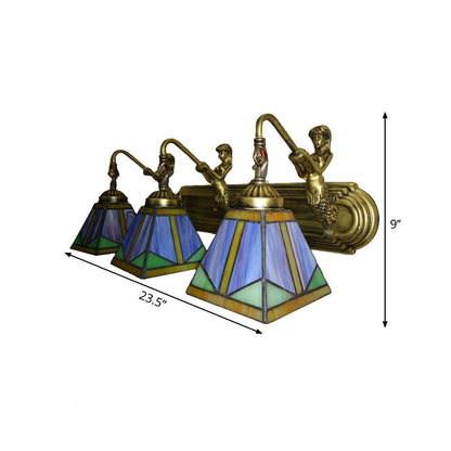 Vintage Bronze Cut Glass Wall Lamp