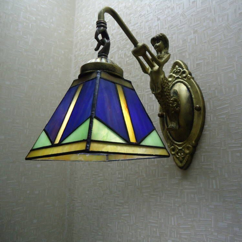 Vintage Bronze Cut Glass Wall Lamp - Cofik