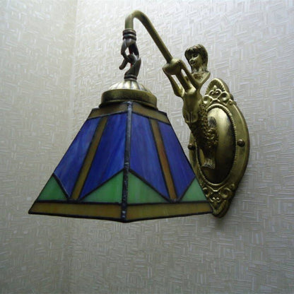 Vintage Bronze Cut Glass Wall Lamp