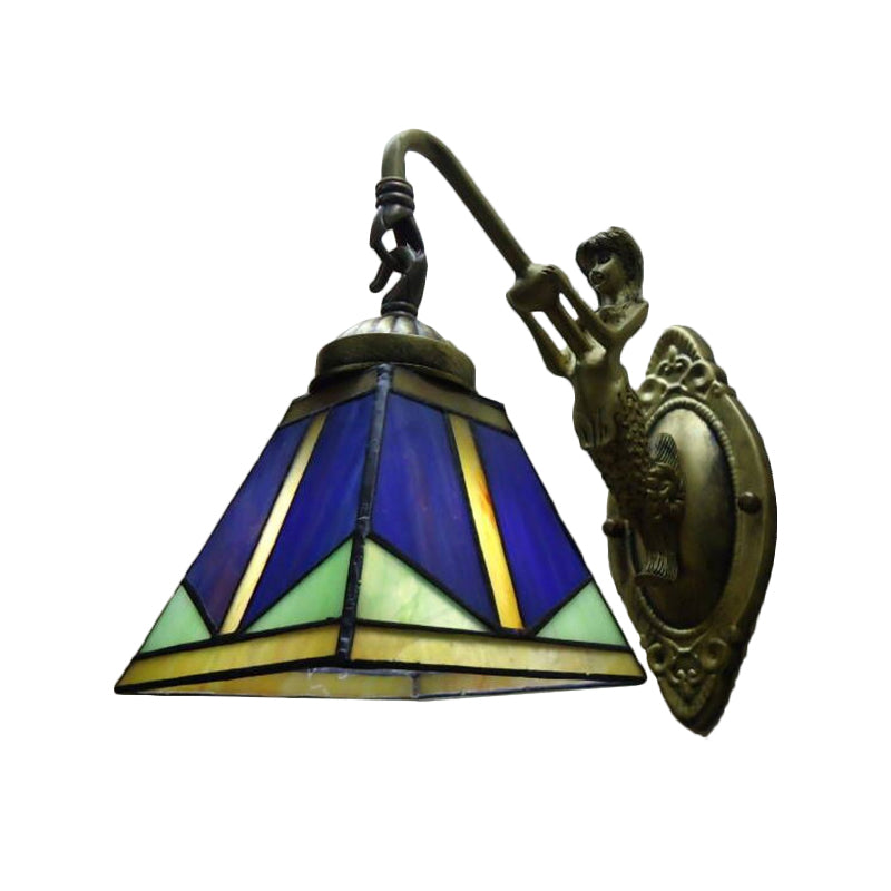 Vintage Bronze Cut Glass Wall Lamp