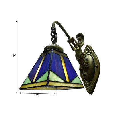 Vintage Bronze Cut Glass Wall Lamp