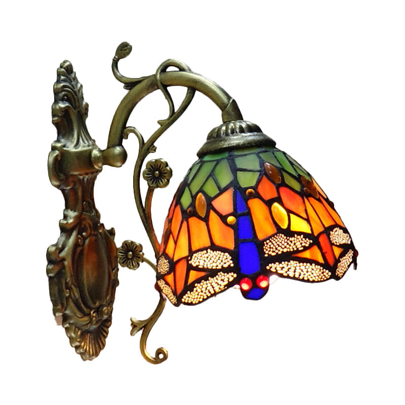 Elegant Stained Glass Dragonfly Wall Sconce Light Fixture - Cofik