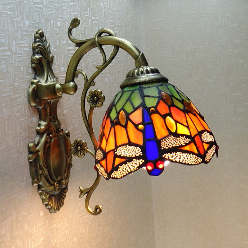 Exquisite Stained Glass Dragonfly Table Lamp