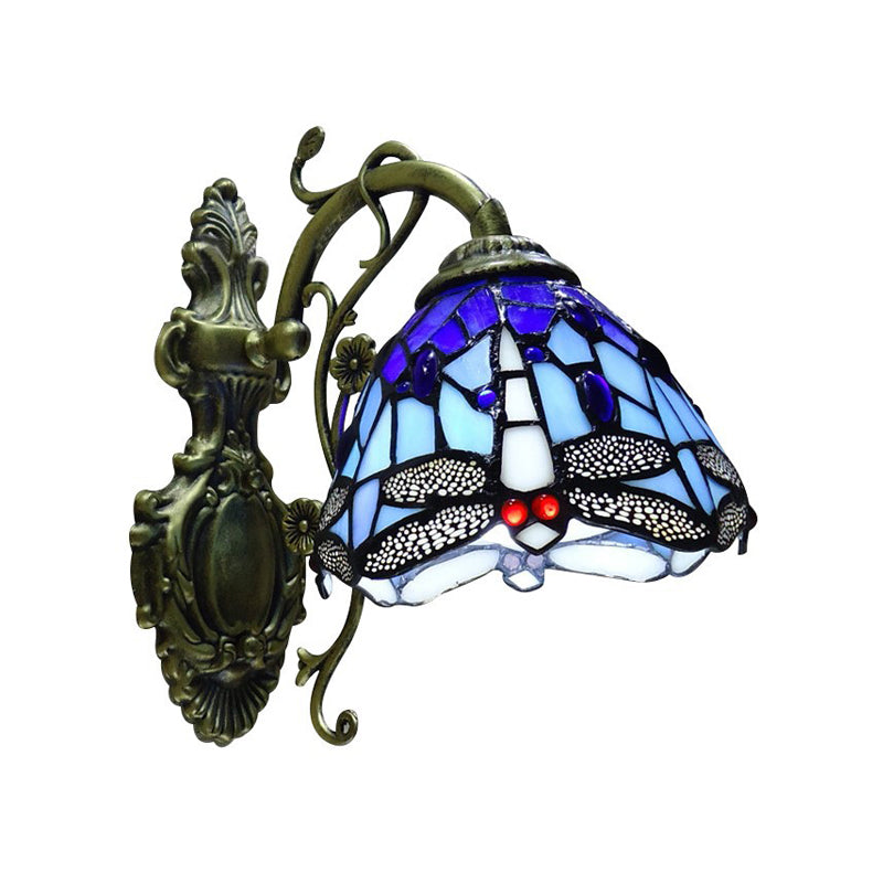 Exquisite Stained Glass Dragonfly Table Lamp