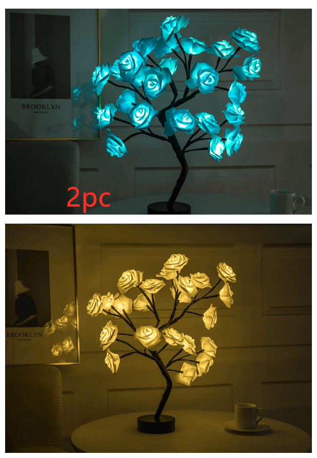 Pretty LED Rose Night Light Table Lamp for Bedroom
