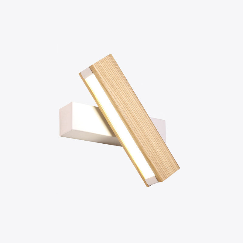 Simple Wooden LED Bedroom Wall Lamp