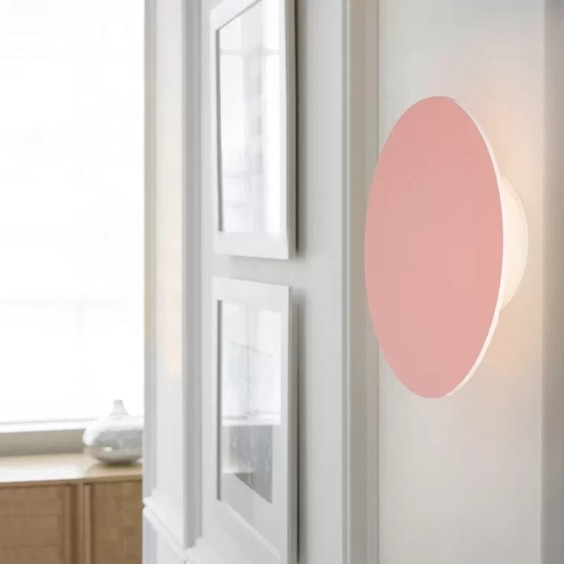 Round Metal Wall Lamp Soft Pastel Shade - Cofik