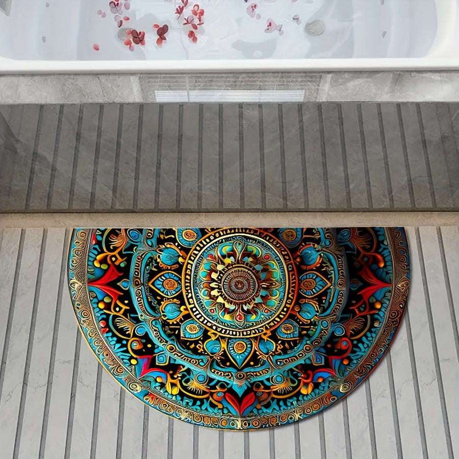 Semi Circle Welcome Mat Boho Mandala Rug