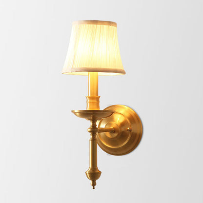 Classic Gold Metal Wall Lamp with Linen Shade