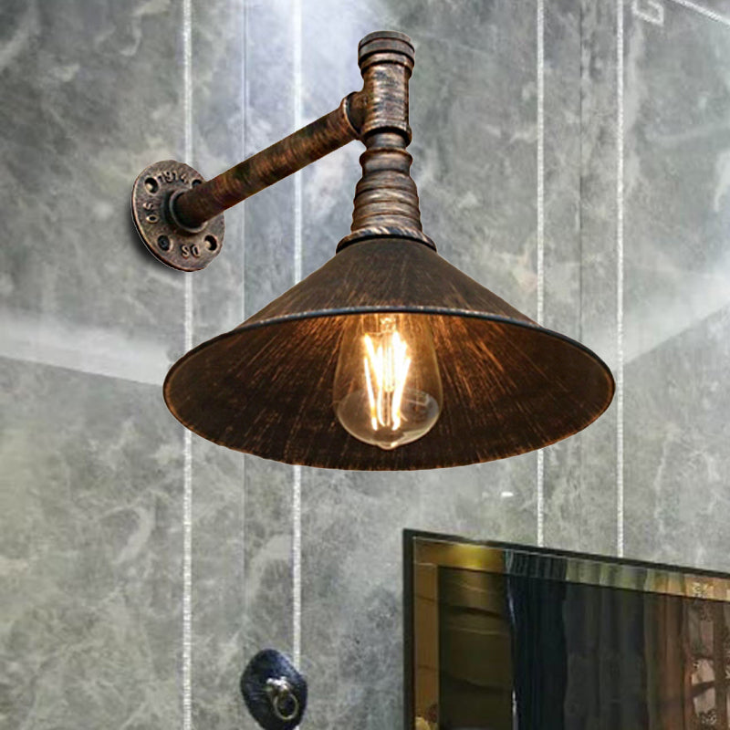 Rustic Metal Cone Wall Light Fixture