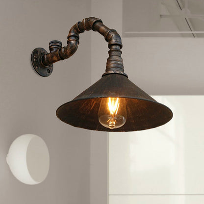 Rustic Metal Cone Wall Light Fixture