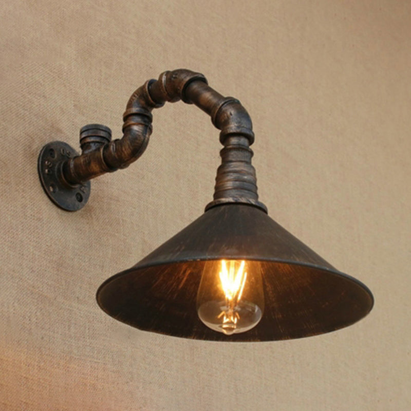 Rustic Metal Cone Wall Light Fixture