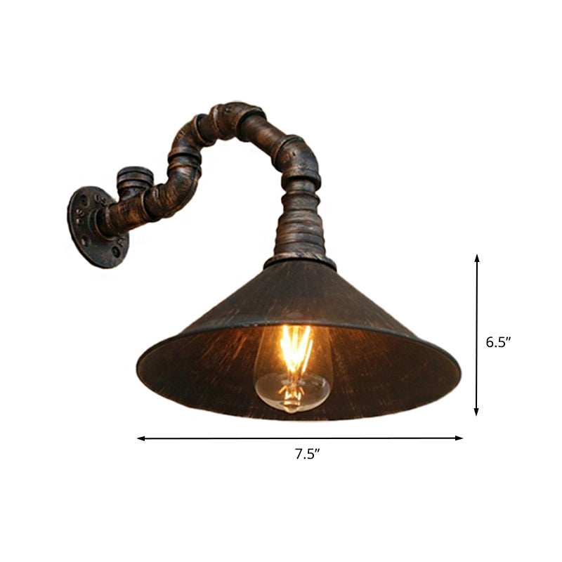Rustic Metal Cone Wall Light Fixture