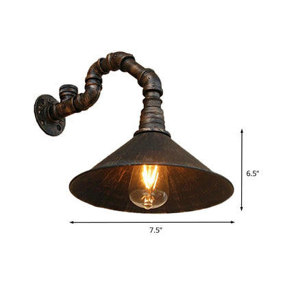 Rustic Metal Cone Wall Light Fixture