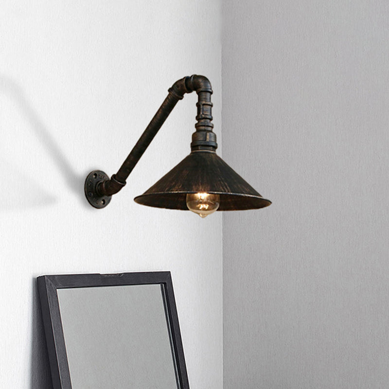 Rustic Metal Cone Wall Light Fixture