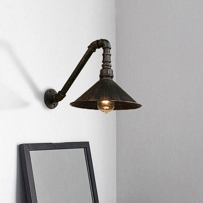 Rustic Metal Cone Wall Light Fixture