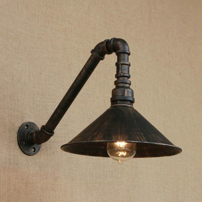 Rustic Metal Cone Wall Light Fixture