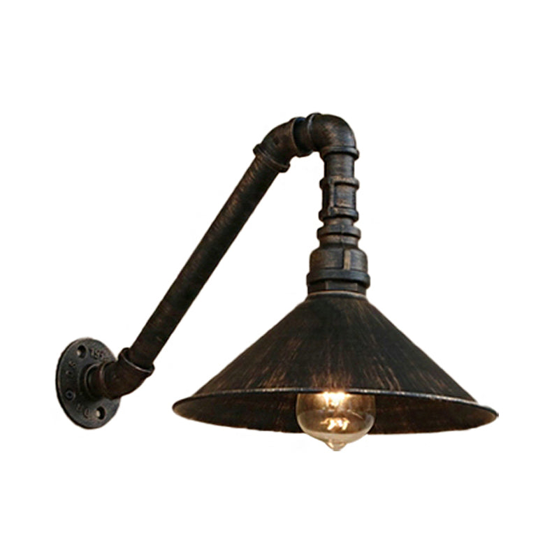 Rustic Metal Cone Wall Light Fixture