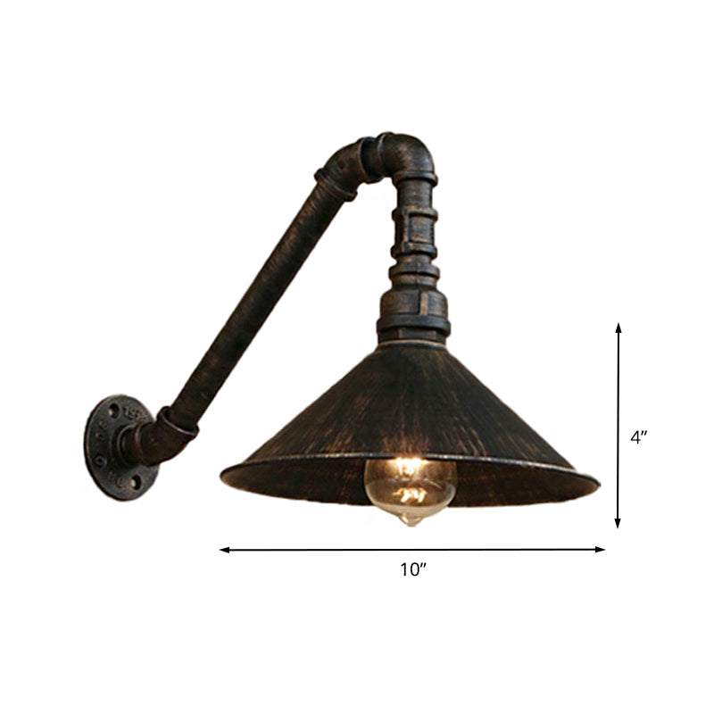 Rustic Metal Cone Wall Light Fixture
