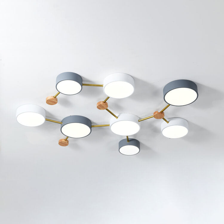 Sleek Gray Wooden Ceiling Light Fixtures 23.6 Inch