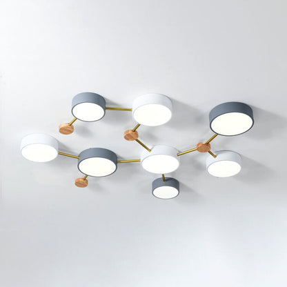 Sleek Gray Wooden Ceiling Light Fixtures 23.6 Inch