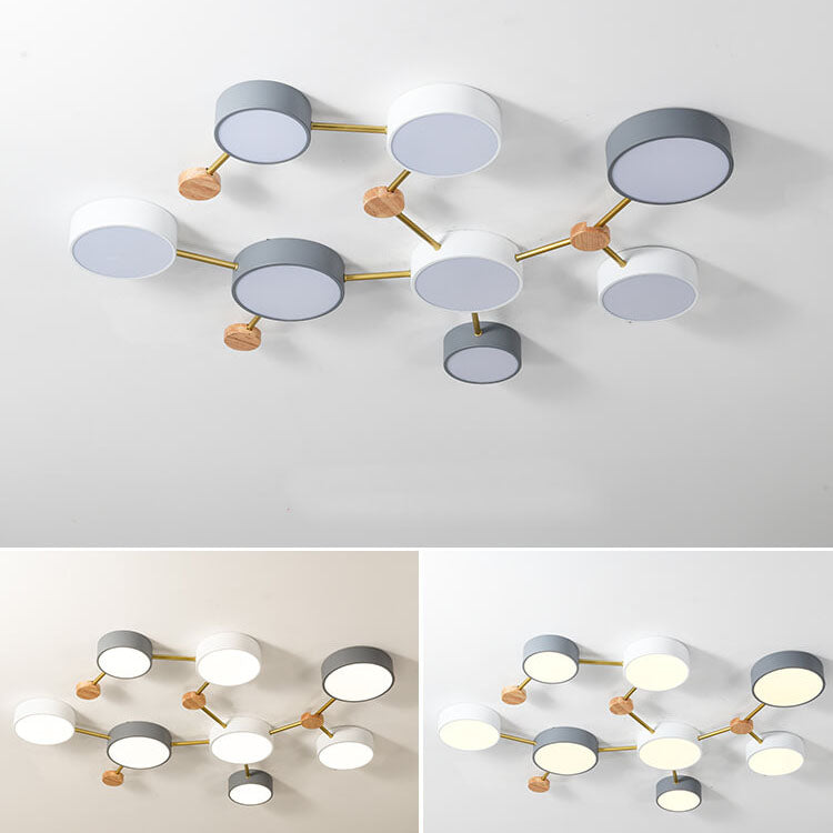 Sleek Gray Wooden Ceiling Light Fixtures 23.6 Inch