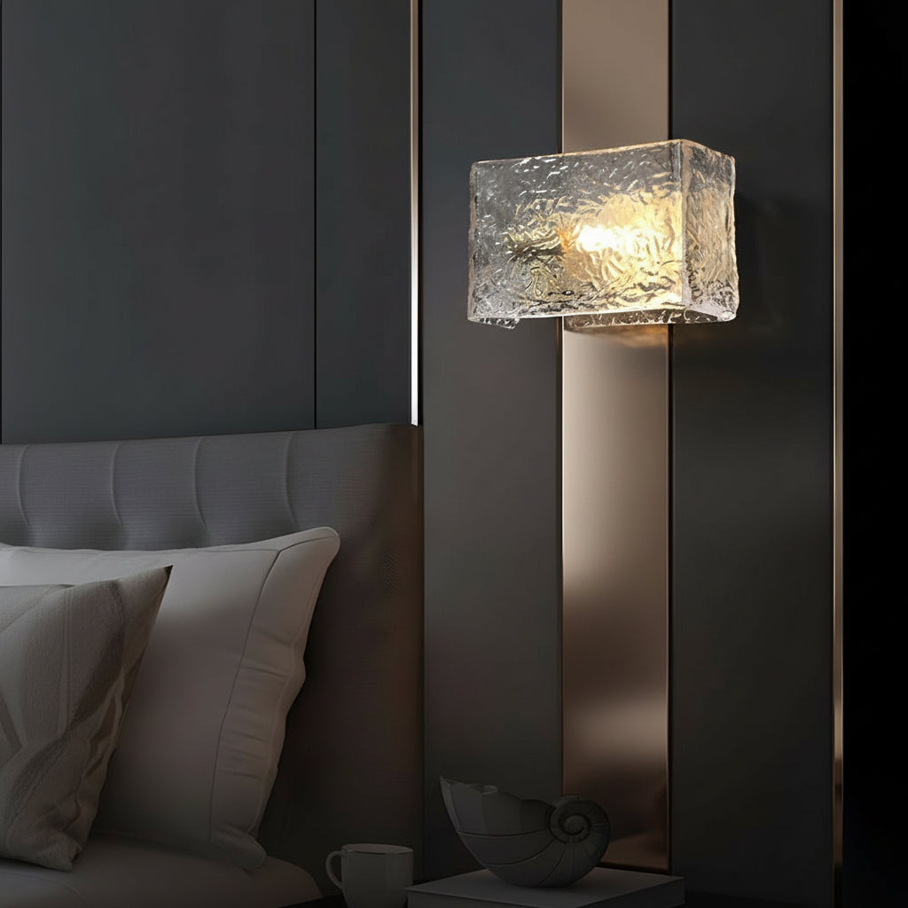Contemporary LED Wall Lamp – Brushed Metal Glass Shade