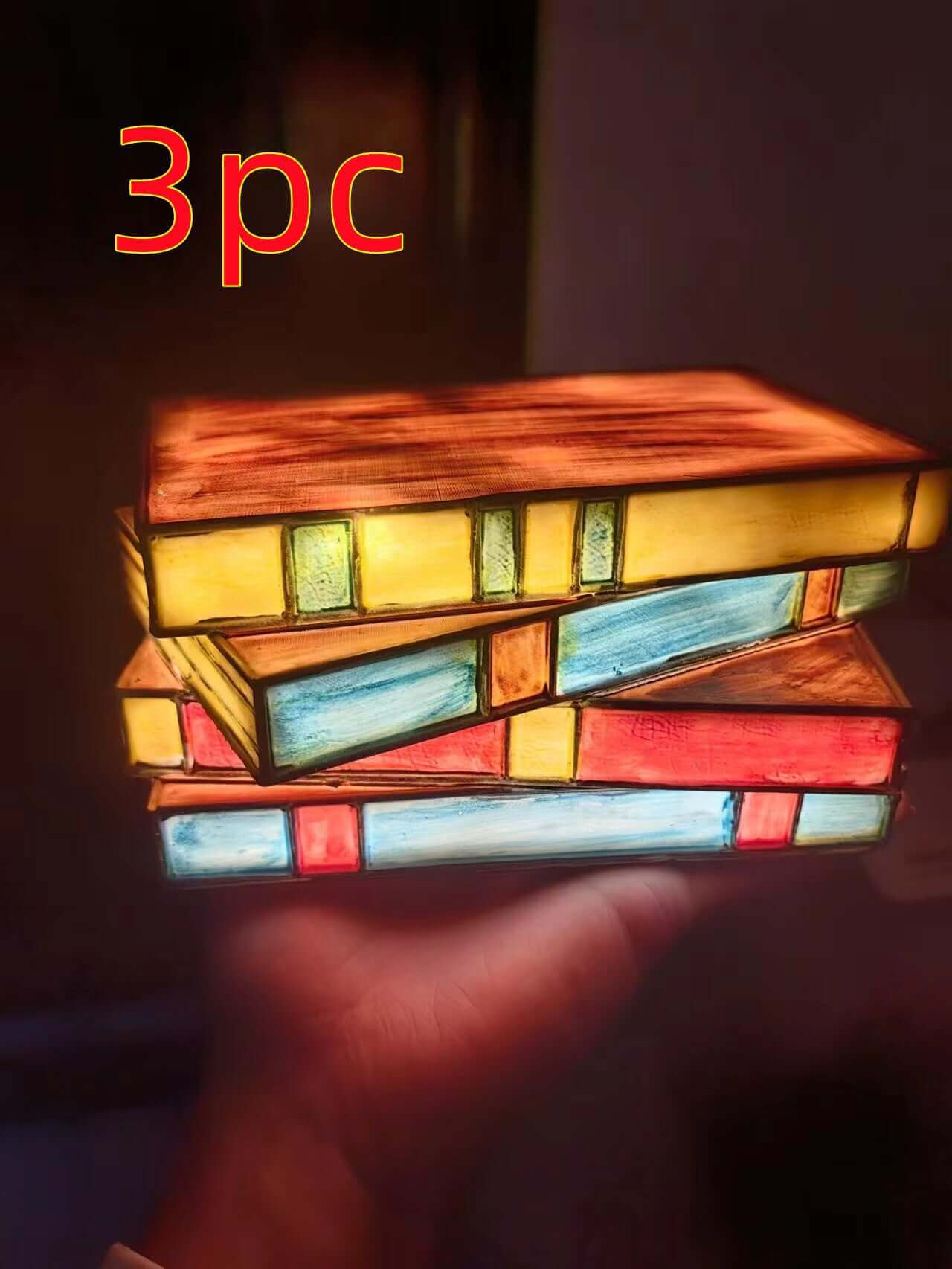 Unique Bookshelf Table Lamp Stained Glass Desk Light