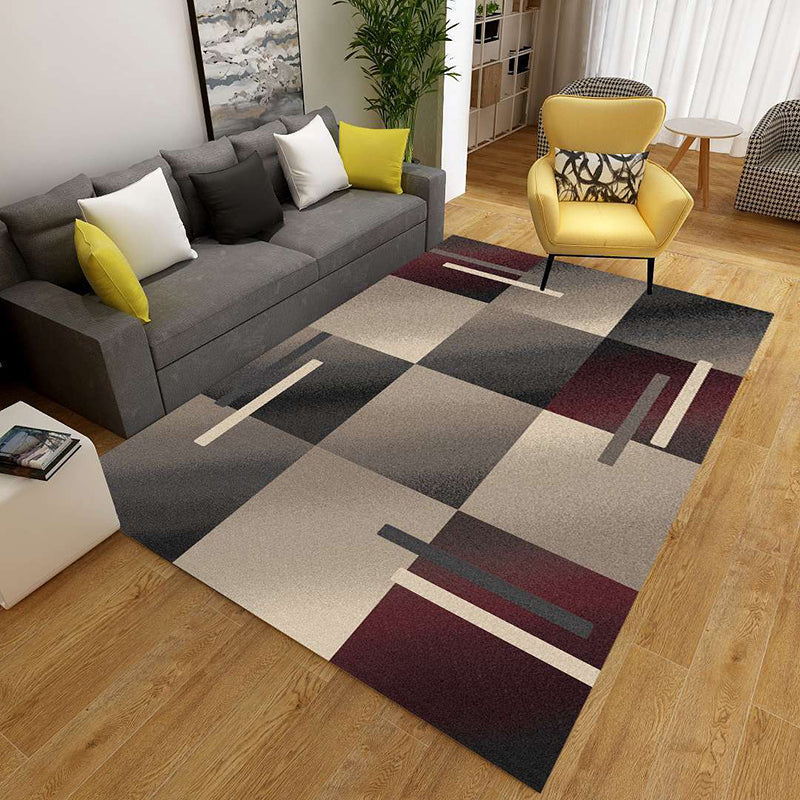 Stylish Geometric Area Rug Multi-Colored Non-Slip Polypropylene Rug