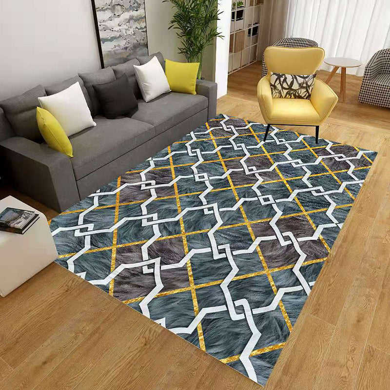 Stylish Geometric Area Rug Multi-Colored Non-Slip Polypropylene Rug