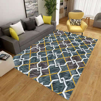 Stylish Geometric Area Rug Multi-Colored Non-Slip Polypropylene Rug