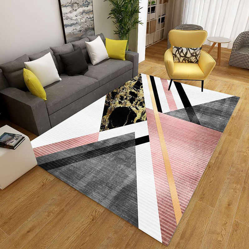 Stylish Geometric Area Rug Multi-Colored Non-Slip Polypropylene Rug