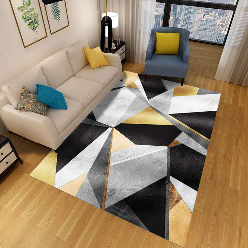 Stylish Geometric Area Rug Multi-Colored Non-Slip Polypropylene Rug