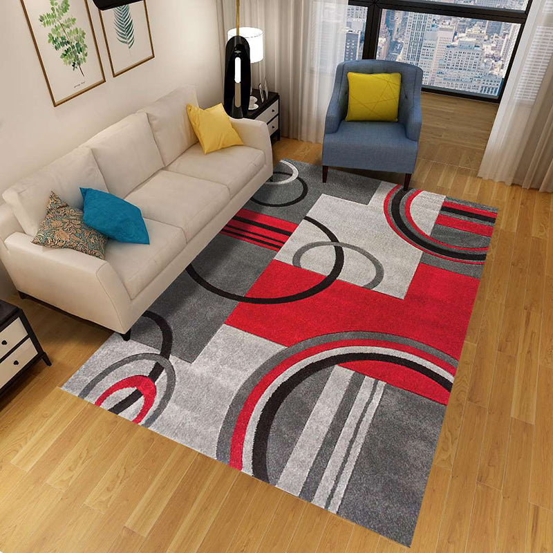 Stylish Geometric Area Rug Multi-Colored Non-Slip Polypropylene Rug
