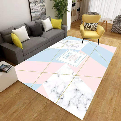 Stylish Geometric Area Rug Multi-Colored Non-Slip Polypropylene Rug