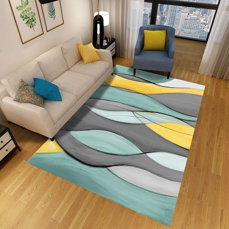 Stylish Geometric Area Rug Multi-Colored Non-Slip Polypropylene Rug