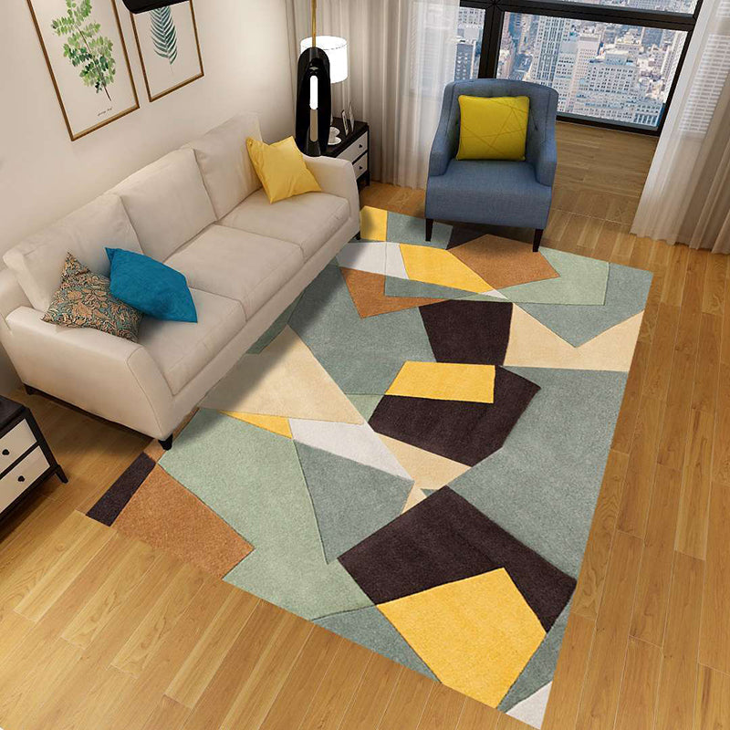 Stylish Geometric Area Rug Multi-Colored Non-Slip Polypropylene Rug