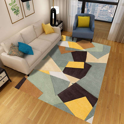 Stylish Geometric Area Rug Multi-Colored Non-Slip Polypropylene Rug