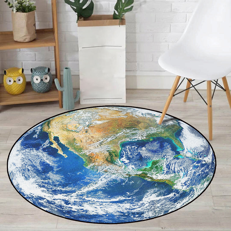 Colorful Space Theme Kids Rug Soft Non-Slip Carpet